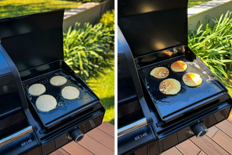 Αφράτα pancakes με Biscoff που ψήνονται στην πλάκα της ψησταριάς Outdoorchef – συνταγή ilovebbq.gr